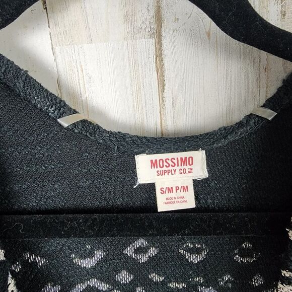 Mossimo Supply Co Aztec Print Fringed Poncho Sweater Black Size S/M - Picture 3 of 11